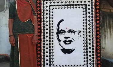 महिला ने PM मोदी की बनाई अनोखी तस्वीर, कलाकार की हो रही तारीफ
