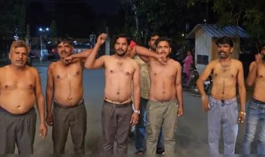 भीलवाड़ा में अतिक्रमण विवाद, ग्रामीणों का विधायक लादूलाल पितलिया के खिलाफ अर्धनग्न प्रदर्शन