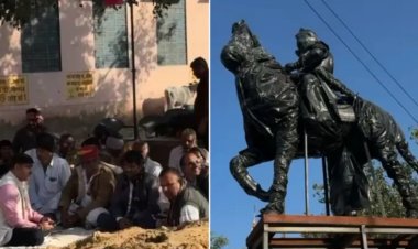 महाराजा सूरजमल की मूर्ति स्थापना पर भारी तनाव, मूर्ति चोरी छिपे रखने से ग्रामीणों का विरोध