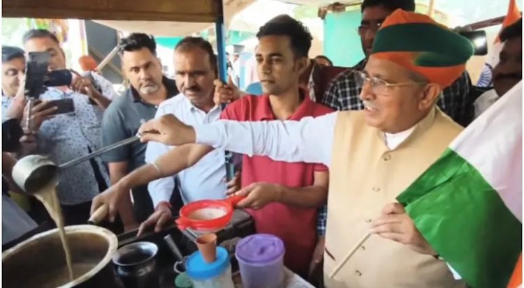 अर्जुनराम मेघवाल ने ठेले पर बनाई चाय, दिया ‘लोकल फॉर वोकल’ का संदेश