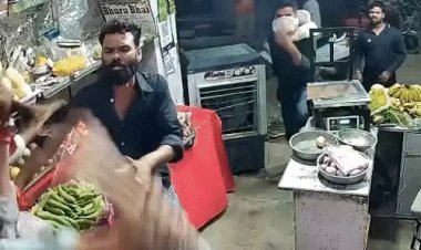 जयपुर में नींबू के पैसे मांगने पर दुकानदार से मारपीट, CCTV में कैद वारदात