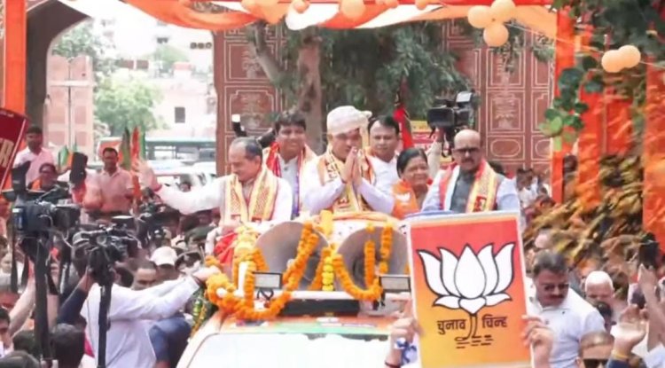 राजस्थान निकाय चुनाव: प्रचार थमने से पहले जयपुर में CM भजनलाल शर्मा ने किया रोड शो