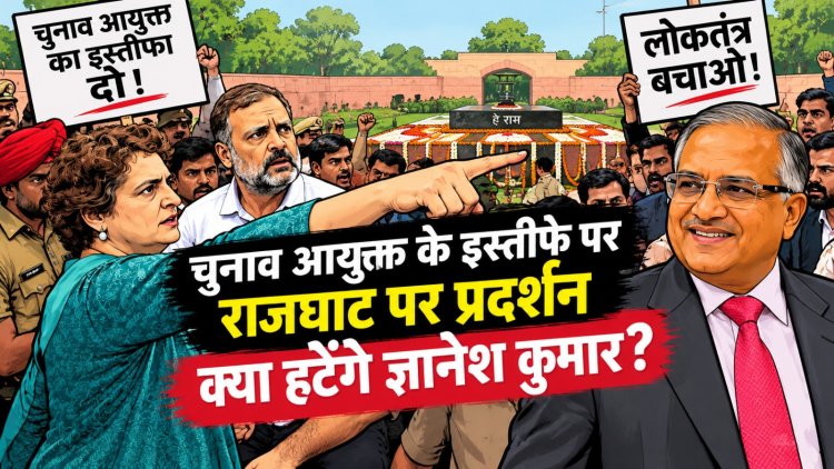चुनाव आयुक्त  के इस्तीफे पर राजघाट पर प्रदर्शन ,क्या हटेंगे ज्ञानेश कुमार?