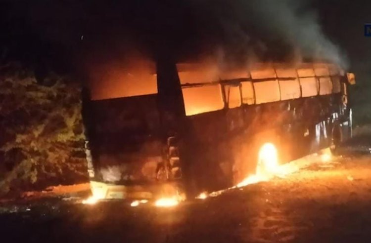 बीकानेर में आधी रात स्लीपर बस बनी आग का गोला, यात्रियों ने ऐसे बचाई जान